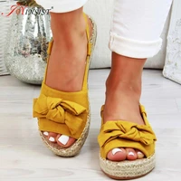 summer casual bow tie womens sandals buckle strap flats sandals shoes for woman solid color peep toe sandalias mujer