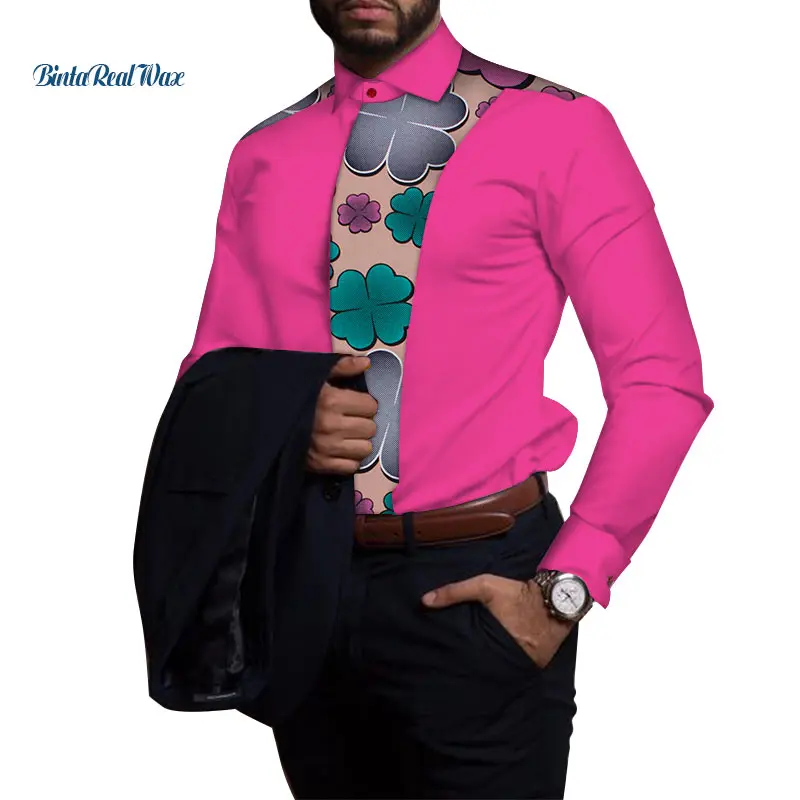 Повседневная мужская рубашка из 100% хлопка африканская одежда Дашики Лоскутная с