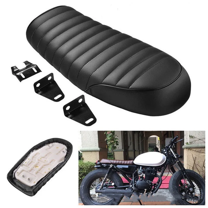 

Motorcycle Cafe Racer Seat Black/Brown Vintage Saddle Flat Pan Pad Retro Seats Cushion Anti Slip For Motorbike Honda CG125 CL CG