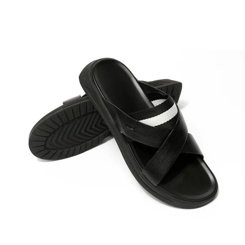 2019 мужские летние модные роскошные сандалии из натуральной кожи