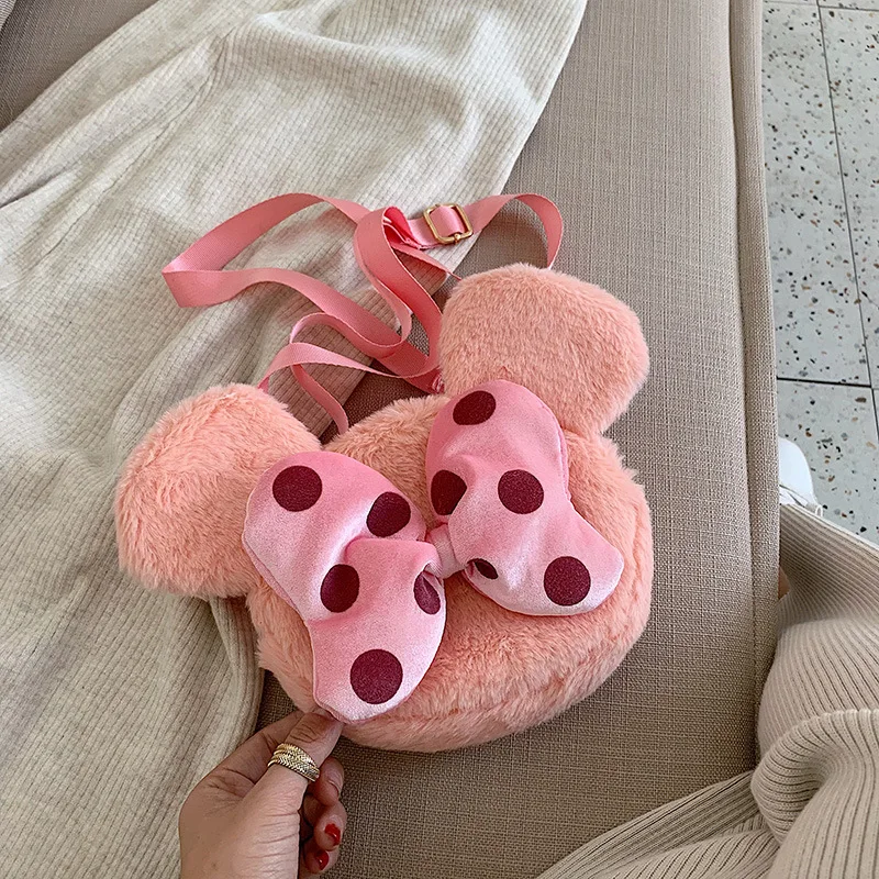

South Korea Ins Japanese Soft Sister Girl Bag New Cute Bowknot Girl Hairy Shoulder Messenger Plush Bag Have a Good Quality