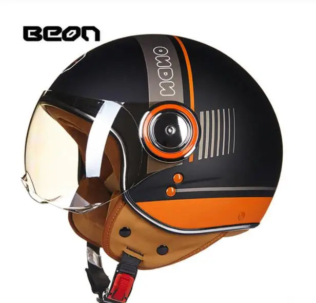 BEON для мужчин и женщин мотоциклетный шлем Chopper 3/4, винтажный шлем с открытым лицом, мотоциклетный шлем Casco Capacete, мотоциклетный шлем - Цвет: 110B-02