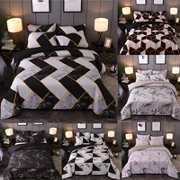 marble comforter bedding set black white geometric nordic simple bedding queen king sizes duvet cover pillowcase 3pcs polyester