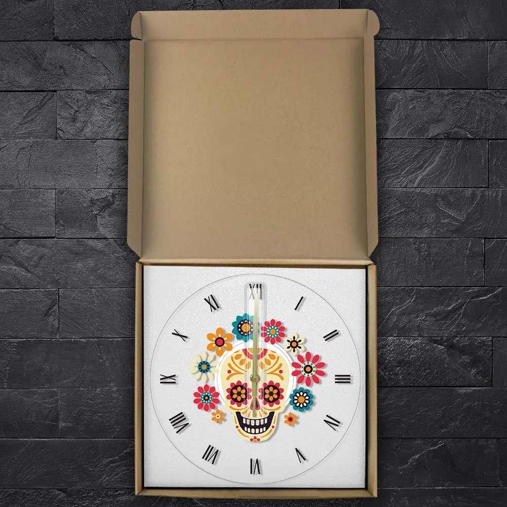 Красочные акриловые прозрачные настенные часы День мертвых с изображением