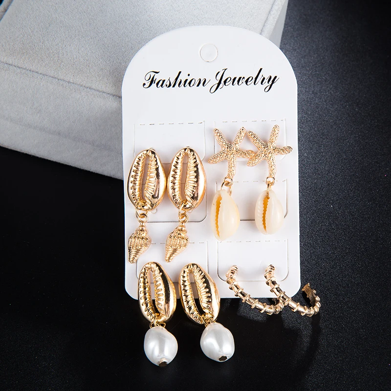 Женские серьги в стиле бохо docona 4 пары/1 комплект подвески форме морской звезды с