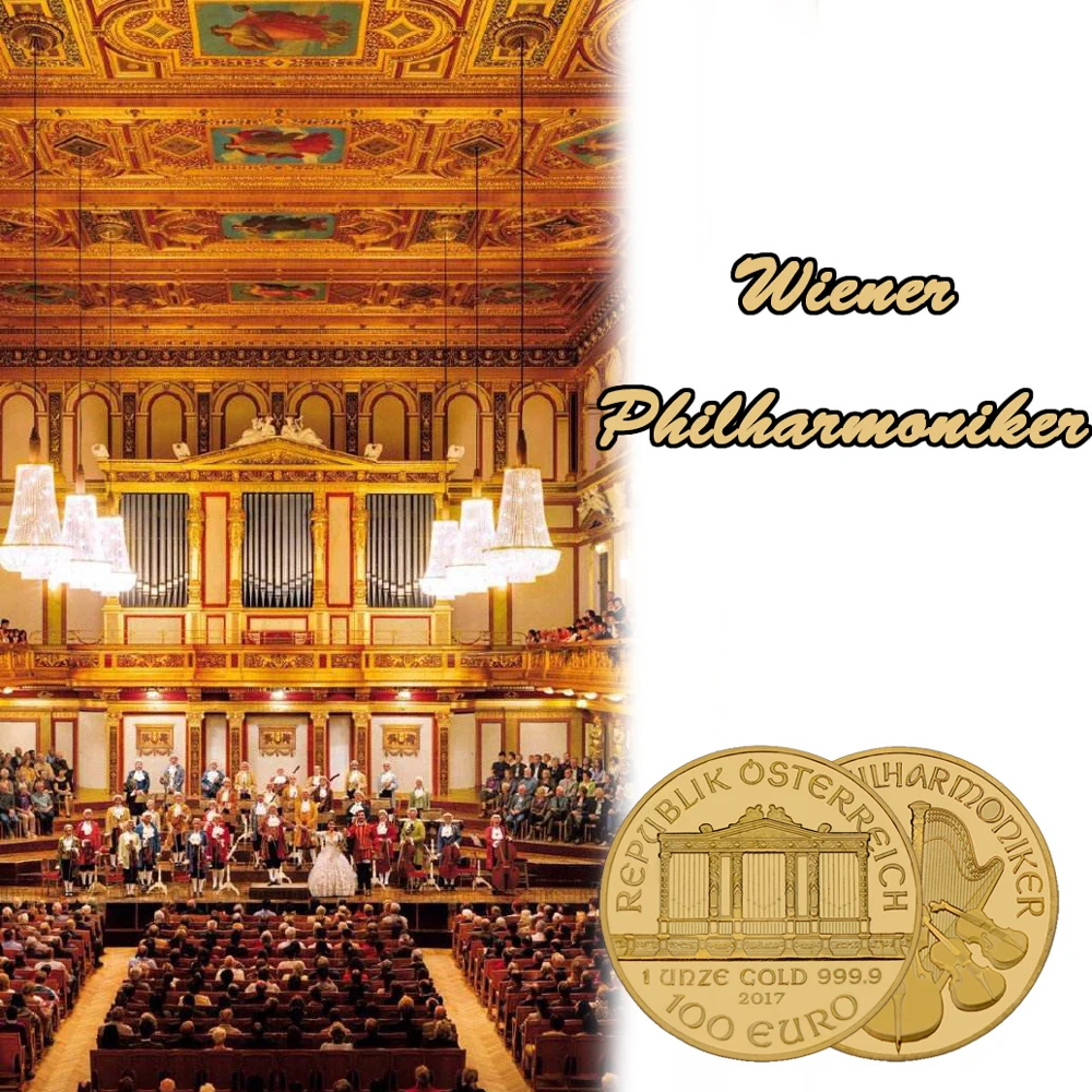 RH позолоченные австрийские винеры Philharmoniker музыкальные памятные монеты коллекционные вещи для коллекционных подарков деловые подарки