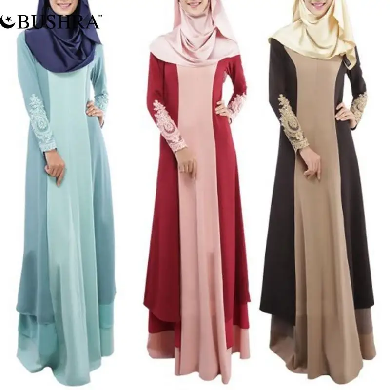 Мусульманское платье-абайя с вышивкой в виде бушры, женское свободное платье в стиле пэчворк, узкая Женская одежда в арабском стиле, мусульм...