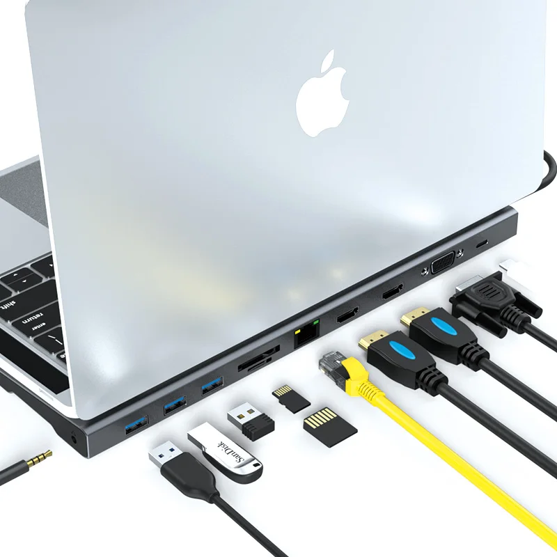 USB 3.0 4K VGA RJ45 адаптер для разветвителя с 3 портами|USB-хабы| |