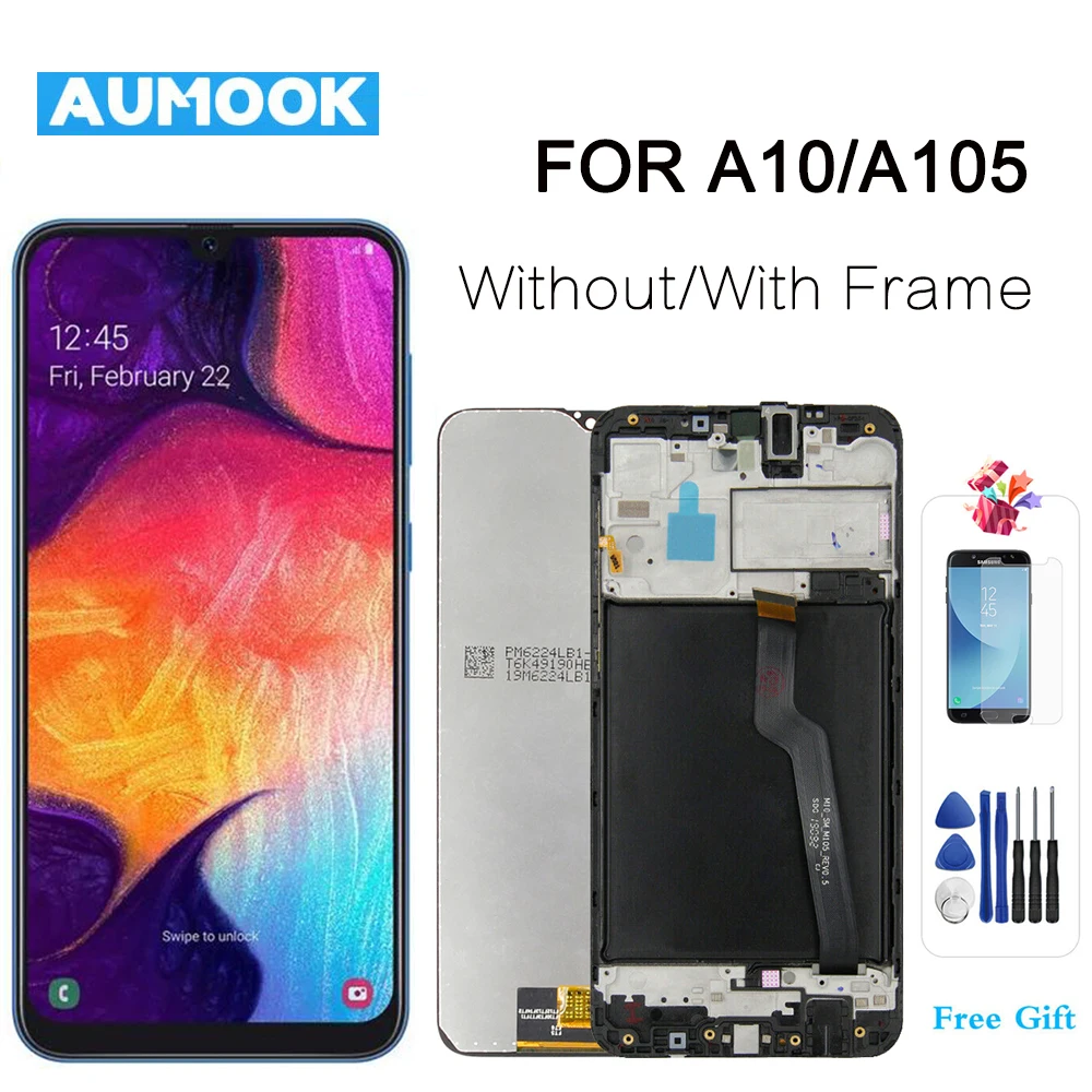 

AUMOOK Original LCD for Samsung Galaxy A10 A105 M10 A105F SM-A105F LCD Display Screen Replacement with Frame Digitizer Assembly