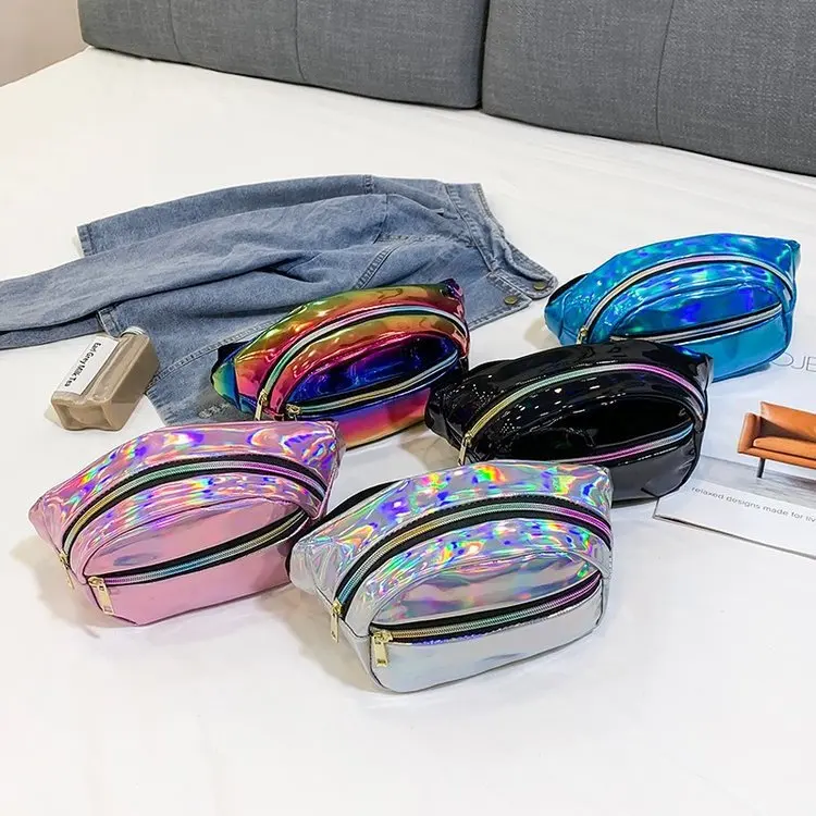 Женская нагрудная сумка с лазерными карманами однотонная Повседневная Яркая