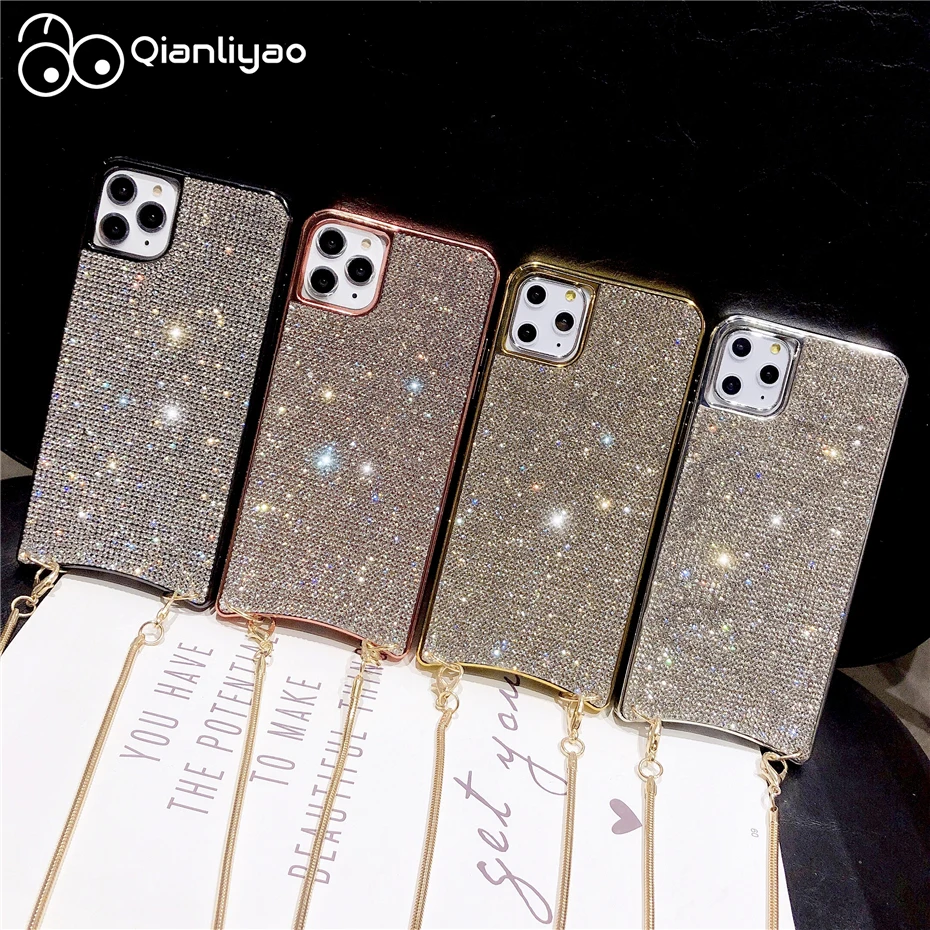 Роскошный чехол Qianliyao со стразами для iPhone 11 Pro Max XR XS X 7 8 6 6S Plus длинные чехлы с