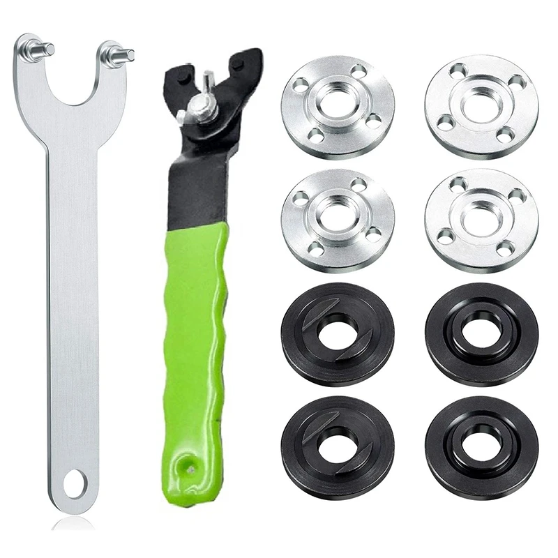

Wrench Kit Flange Lock Nut Angle Grinder Spanner Wrench Metal Silver Black Nuts Tool Set