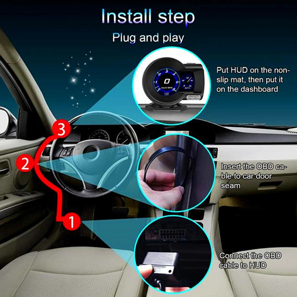 Автомобильный манометр английская версия F8 F835 OBD2 цифровой усилитель