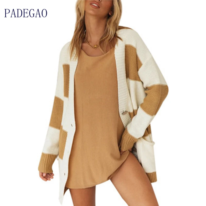 Женский длинный кардиган оверсайз цвета хаки яркий свитер зимняя Модная вязаная