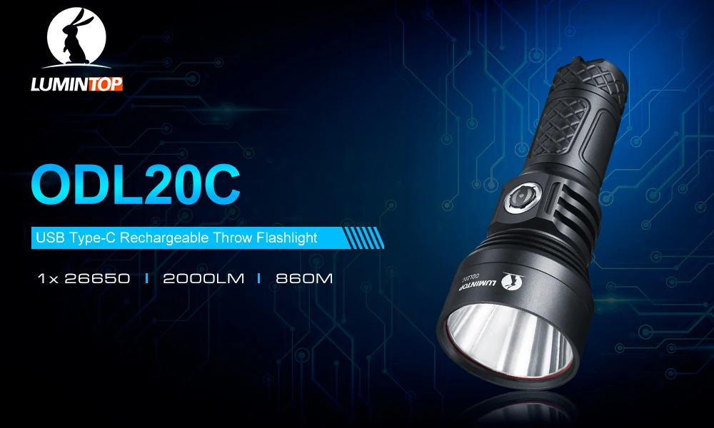Светильник с подзарядкой от USB Lumintop ODL20C CREE XHP35 HI max 2000 люмен 860 М тактический фонарь дальнего действия ручной светильник