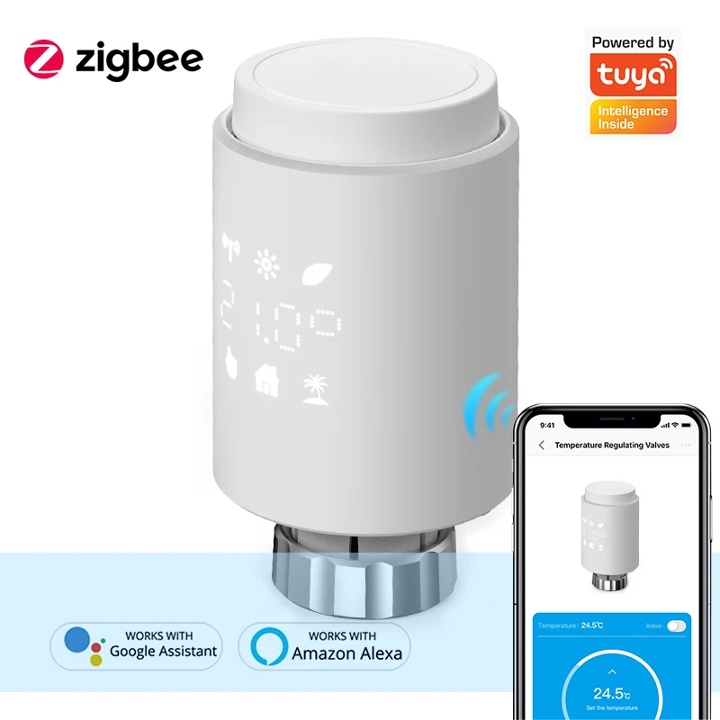 

1/4Pcs Smart Home Tuya Alexa ZigBee Radiator Actuator Programmable Thermostatic Temperature Controller For Google Home