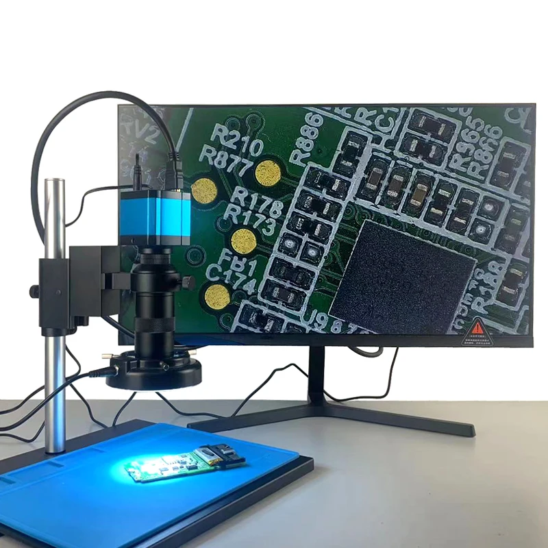 

HDMI HD USB TF Monocular Microscope Digital Camera Lens LED Light Workbench Stand Professional Repair Phone Soldering Tool