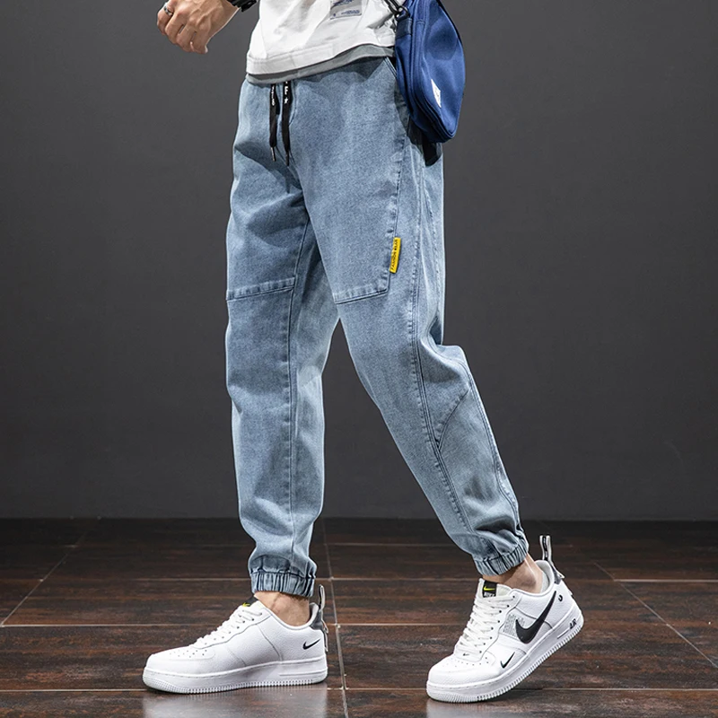 

2021 New Solid Cotton Casual Baggy Jeans Men Denim Joggers Streetwear Harem Pants Jeans Trousers Big Size 6XL 7XL 8XL