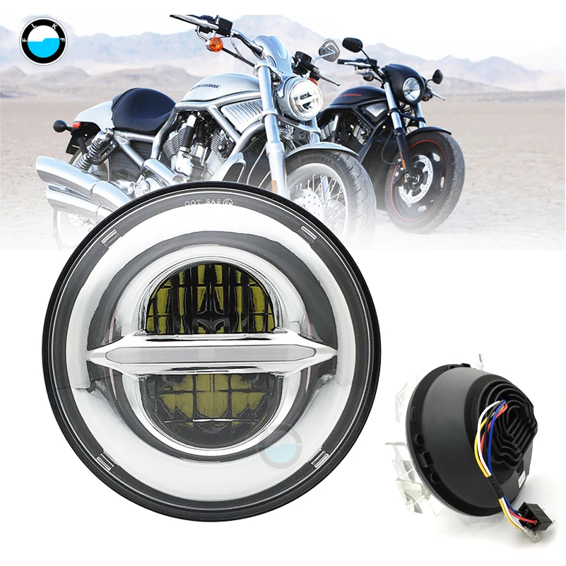 

Новые 7 дюймов светодиодный фар H4 Белый DRL для мотоцикла Road King FLSTF 7 "фары лампы с сигнал поворота