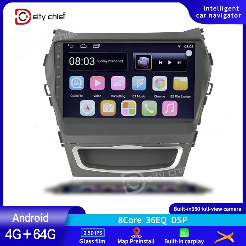 Для HYUNDAI IX45 9 дюймов Android автомобильный мультимедийный плеер радио 2din