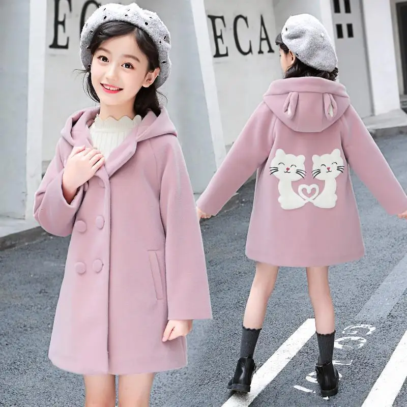 Лидер продаж модное Свободное пальто с капюшоном для девочек хлопковое детское