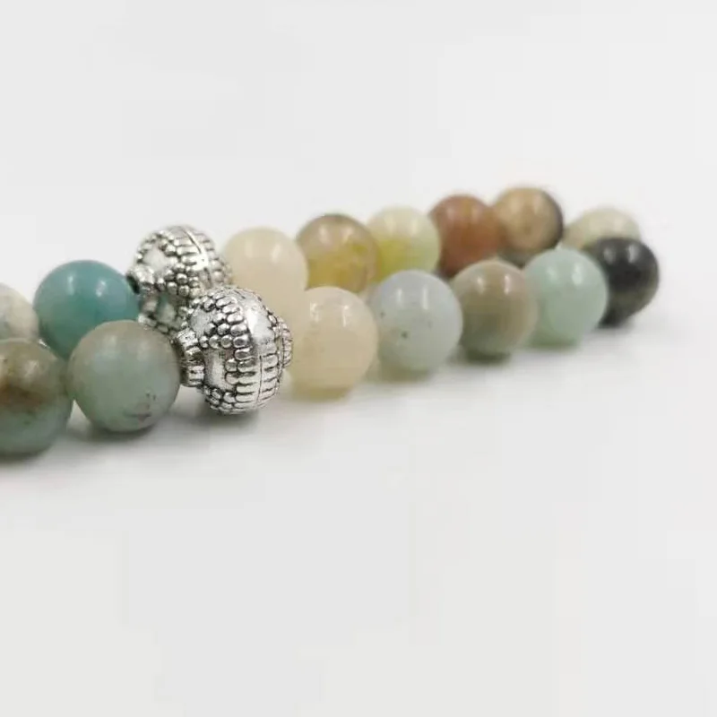 Tasbih Природный Амазонит камень синий металл кисточка 33 66 99 молитвенные бусы