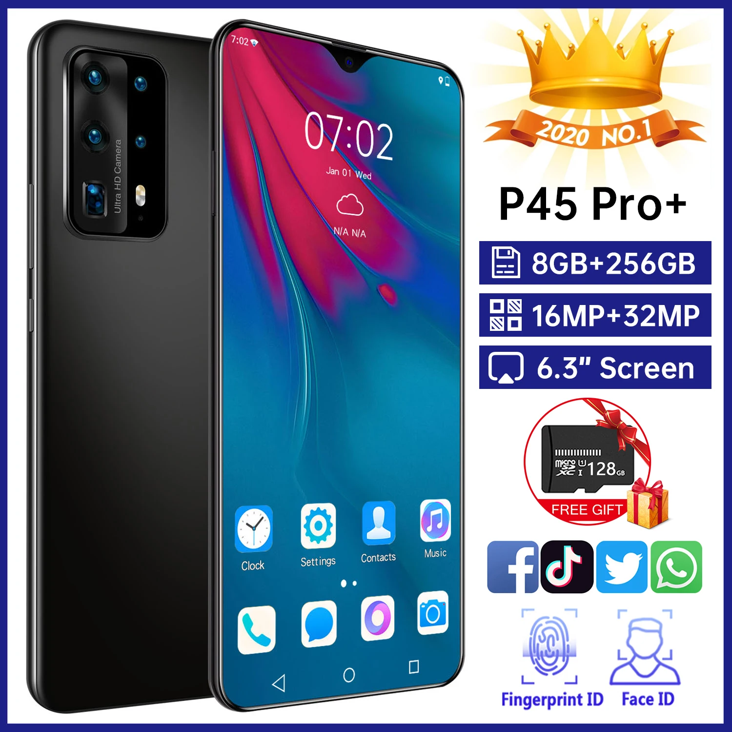 

P45 Pro 2021New 5G Smartphone 12+512GB For Huawei P45 Pro Mobile Phone Vivo Xiaomi Samsung Apple Mobile Phone Android 11.0