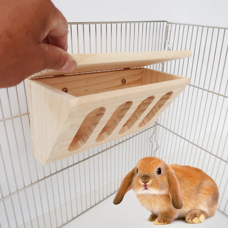 

Wooden Hay Manger Mount Rabbit Hay Feeder Rack for guinea pigs Bunny Food Bowl 27RF