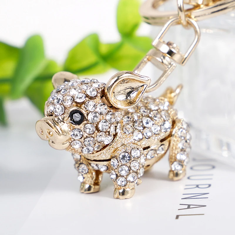 3D брелок милый с дизайном Поросёнок Кристалл Стразы кулон сумка Tote автомобиль