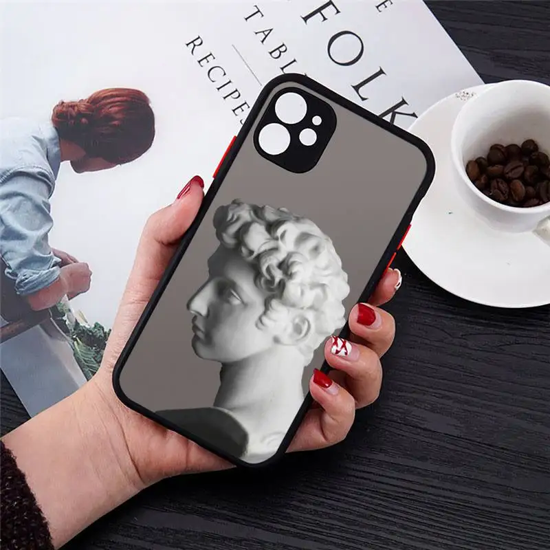 

Abstract Art Statue Phone Case black matte transparent For iPhone 7 8 x xs xr 11 12 pro plus mini max Clear Funda
