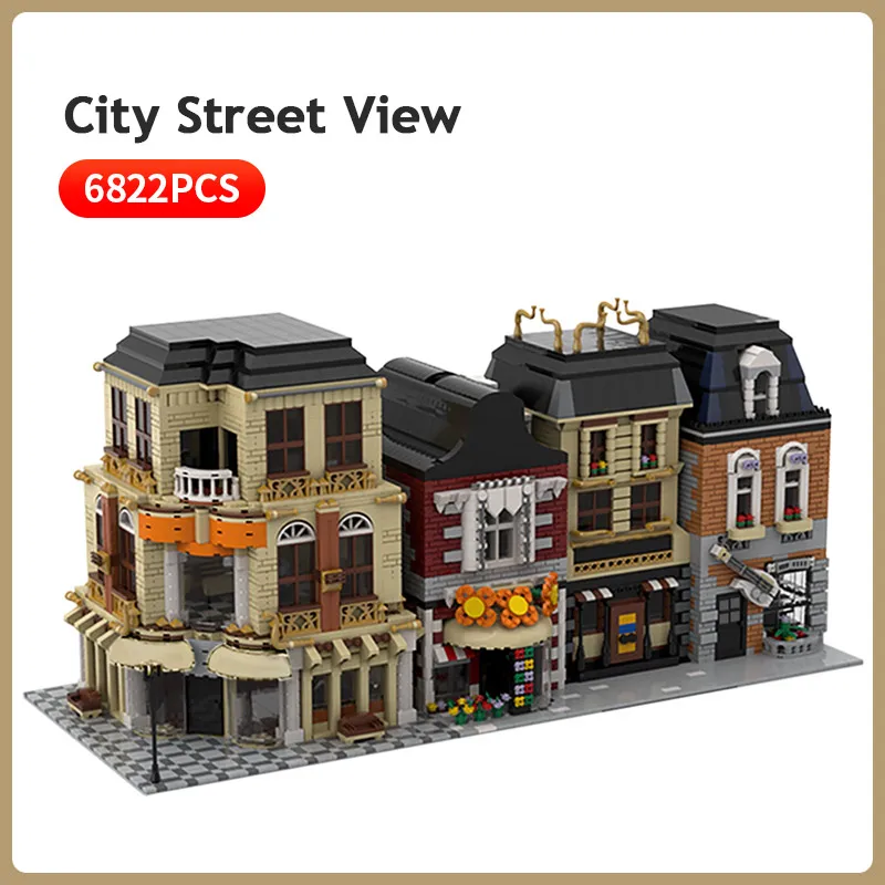 

City Modular Architecture Building Blocks MOC Street View Collection Shop Restaurant Houses Model Bricks Toys For Kids Xmas Gift