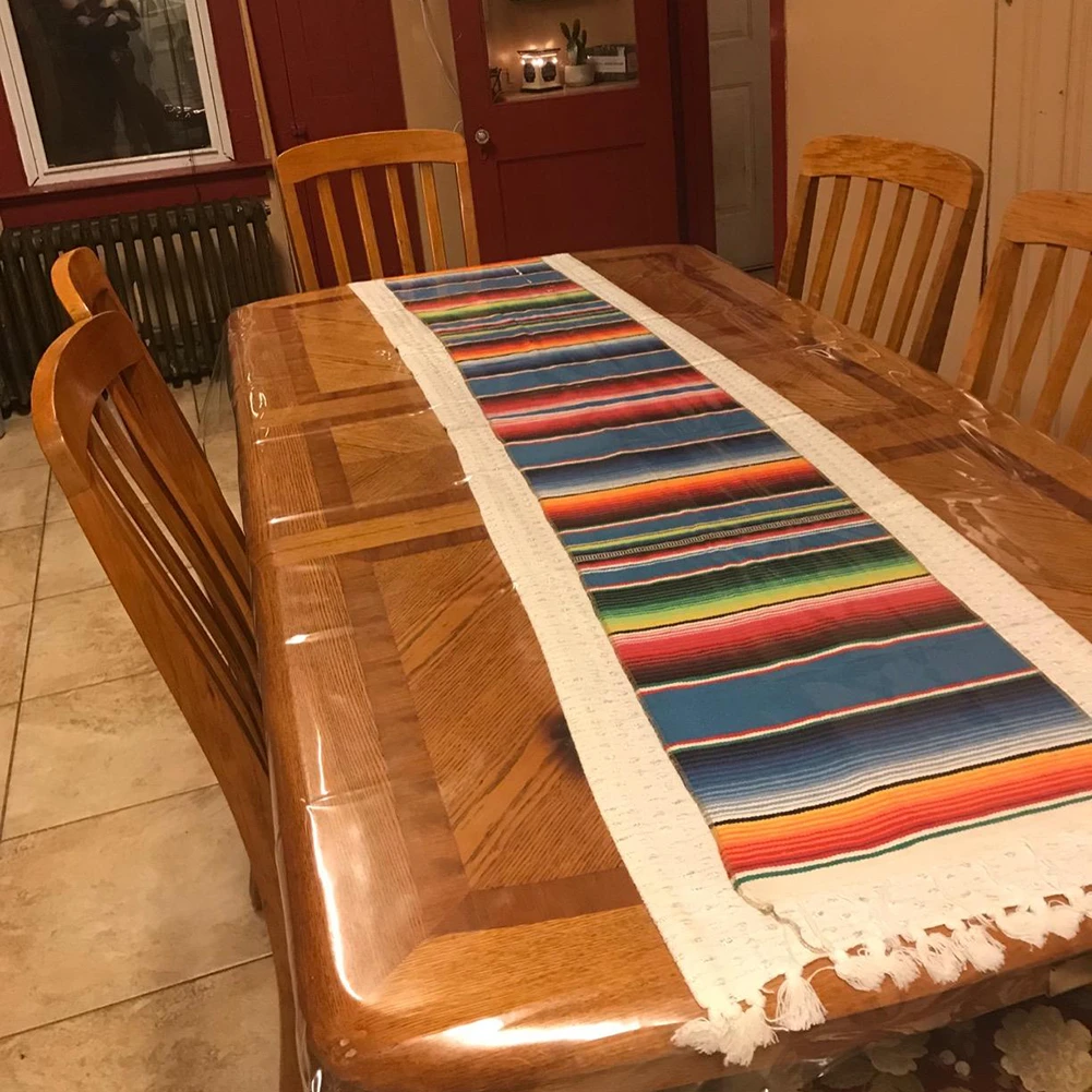 4 цвета мексиканские вечерние скатерть из хлопка в полоску для стола радужная