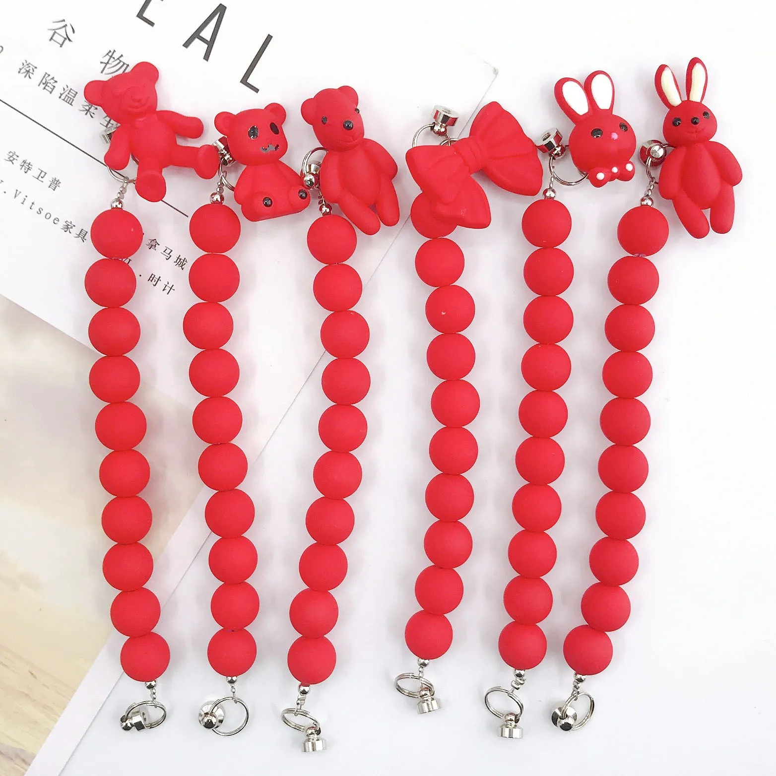 

New national tide acrylic bracelet diy jewelry accessories China red beaded doll mobile phone case accessories