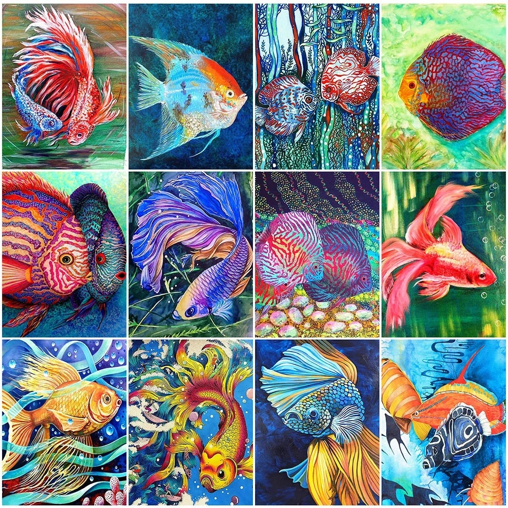 

Animal Fish Picture 5D DIY Diamond Painting Square/Round Full Drill Mosaic Cross Stitch Kit Artist Home Decoration