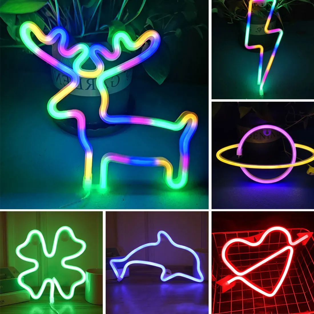 

USB LED Neon Sign Light Holiday Flamingo Night Light Xmas Party Wedding Decoration Night Light Home Gift Unicorn Heart Neon Lamp