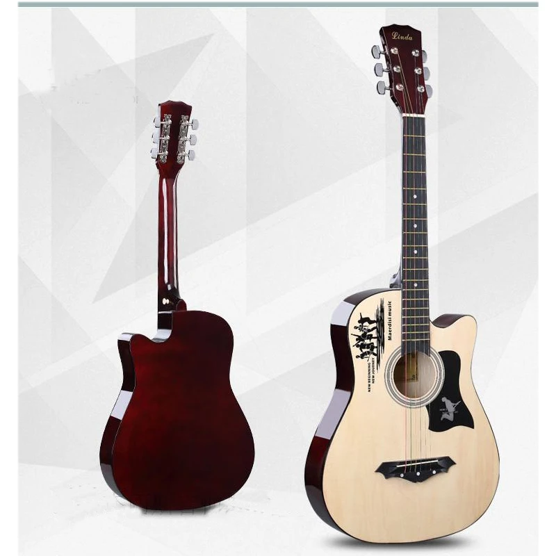Акустическая гитара 38 дюймов акустическая фолк для начинающих 6 струн липа с