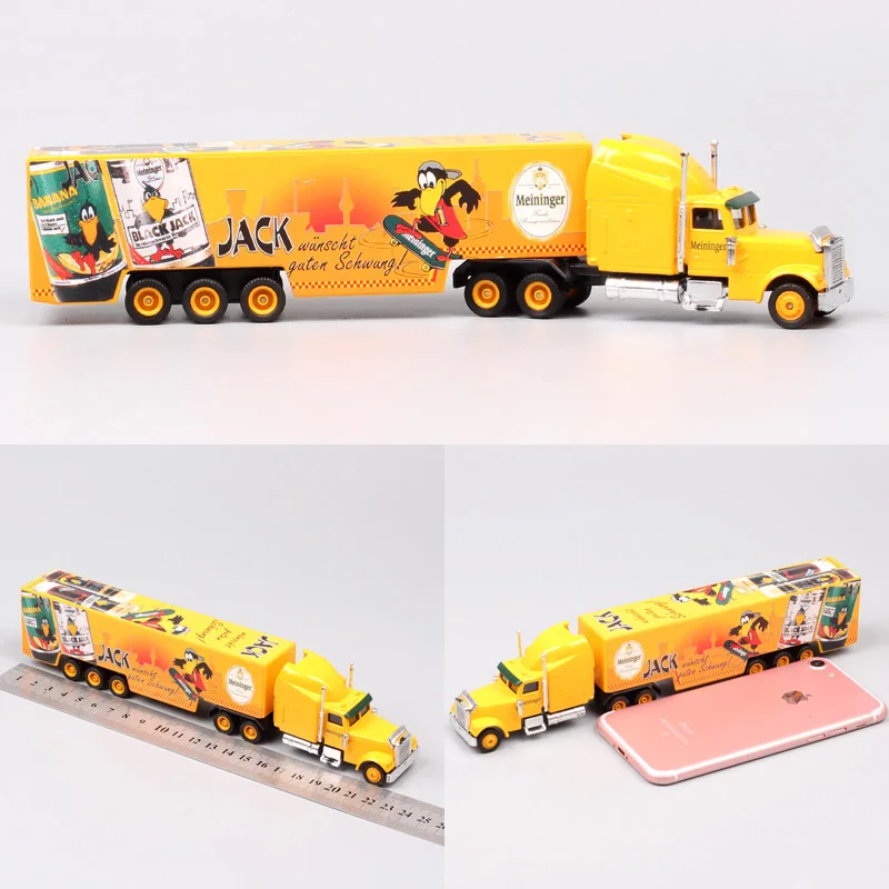 Коричневый 1/87 Scale Mini Small Germany Advertising AD Media container Cargo trailer tow Truck Diecasts& Toy Vehicles model Cars souvenir - Цвет: Коричневый