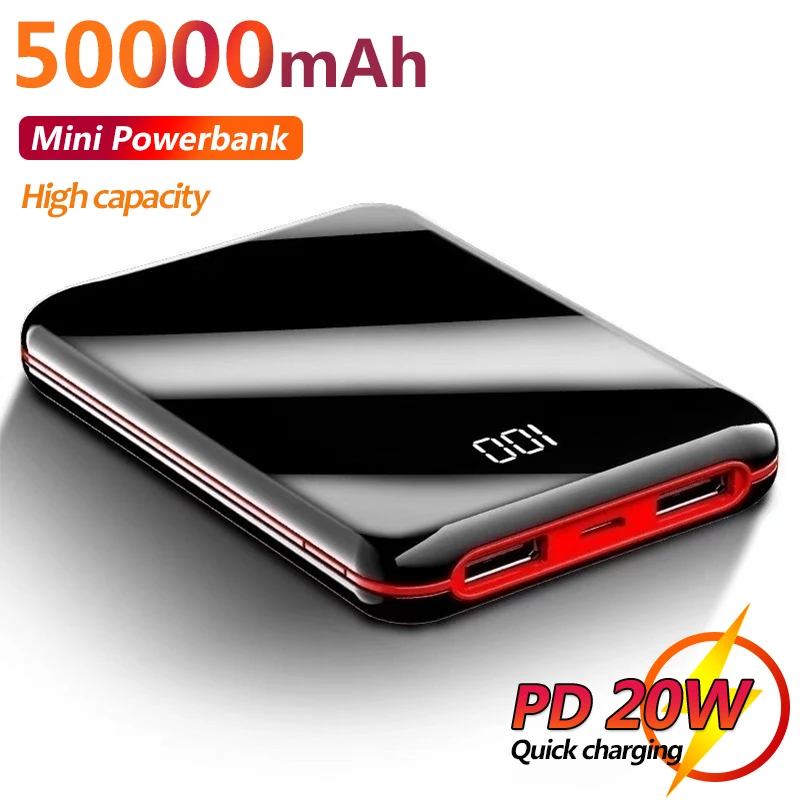 

Mini 50000mAh Power Bank Digital Display Fast Charging External Battery Portable Mobile Phone Charger for Xiaomi iPhone Samsung