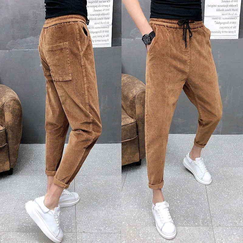

36-28 Autumn Winter Men Pants Fashion 2020 All Match Solid Harem Pants Men Drawstring Streetwear Casual Trousers Men Clothing