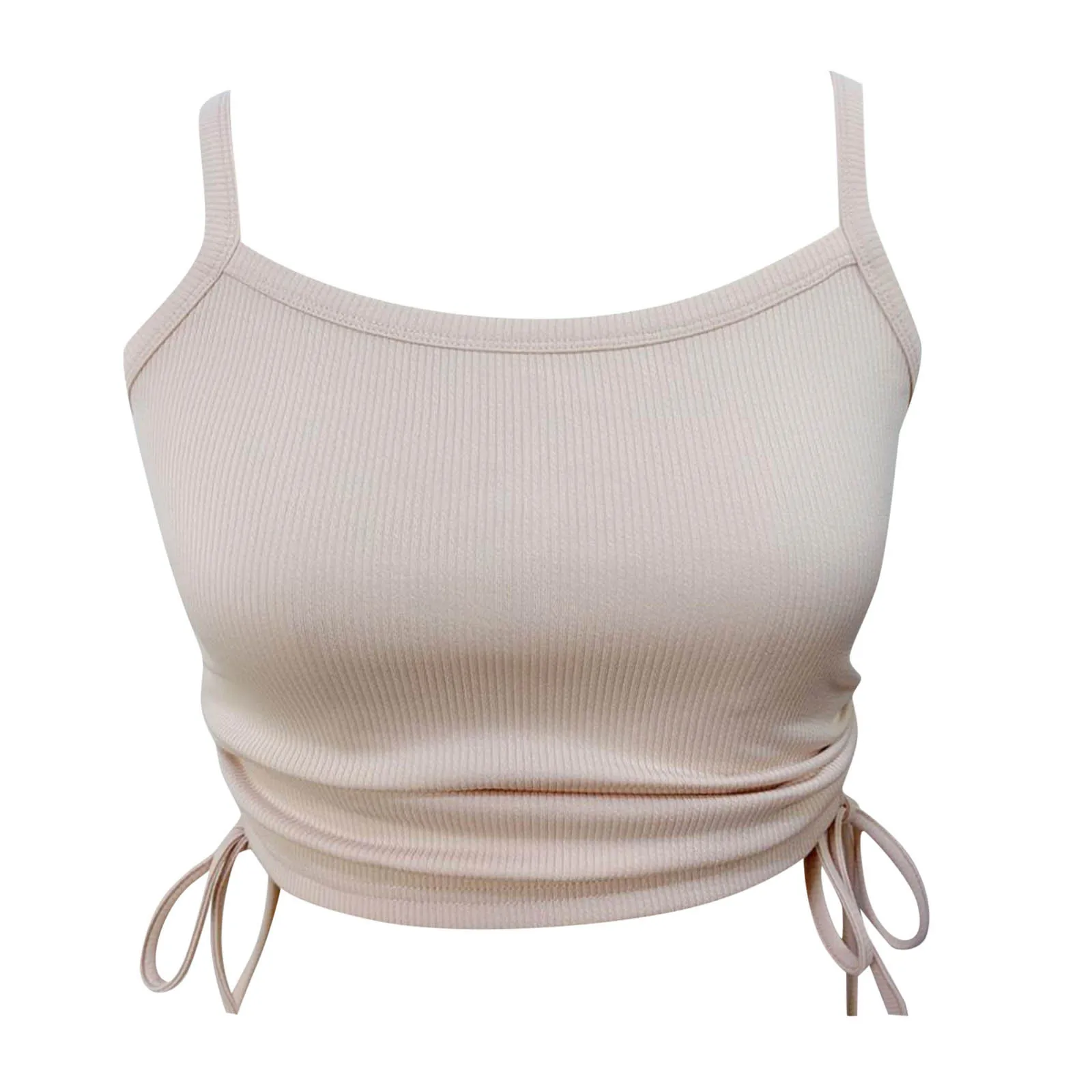 

Streetwear Short Tank Women Solid Color Sexy Square Vest Short Drawstring Camis Lapel Summer Sleeveless Top