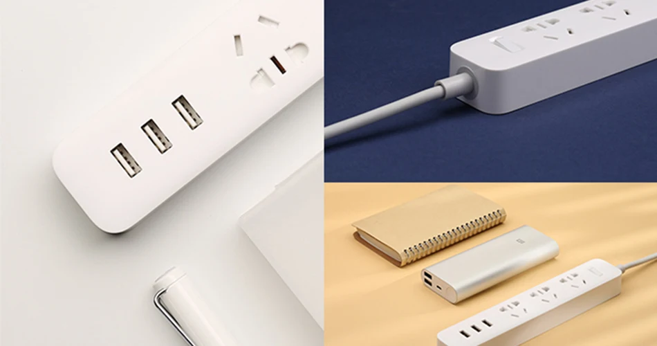 Оригинальная умная розетка Xiaomi Mijia, полоска питания 2A, быстрая зарядка, 3 USB удлинитель, 3 стандартные разъемы, Домашнее использование, usb разъем