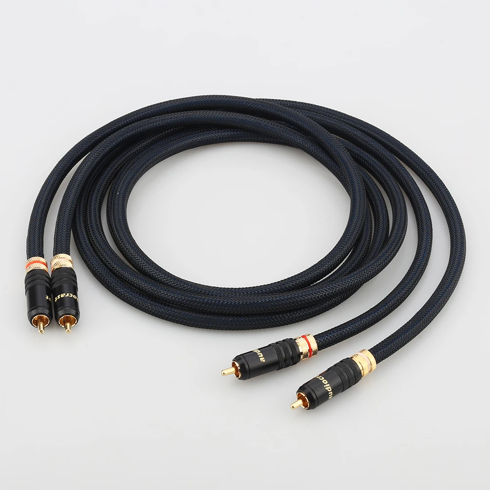 

Audiocrast A10 5N OFC pure copper silver plated RCA interconnet cable Gold plated RCA jack connector