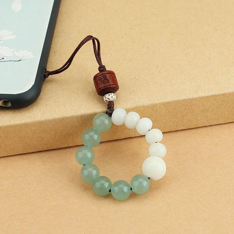 

Chinese style Bodhi lotus beads mobile phone chain short unisex mobile phone lanyard anti-lost rope personalized creative U disk