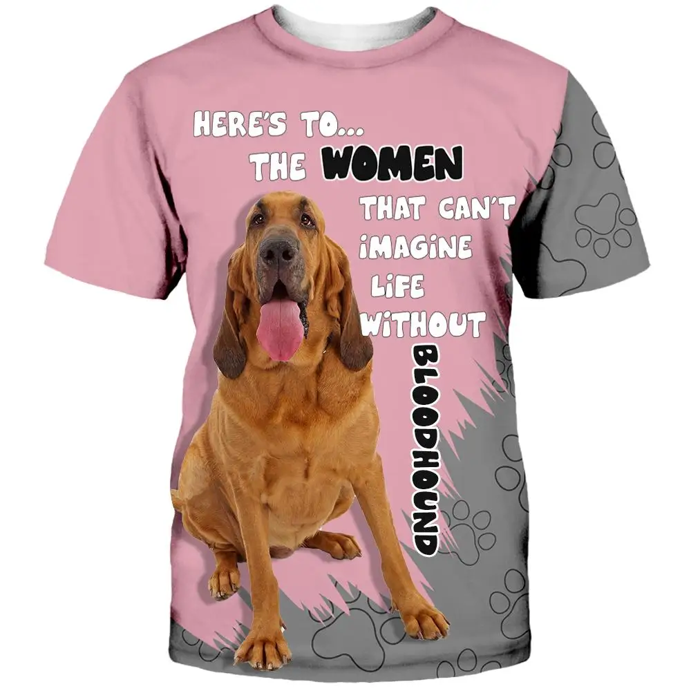 

CLOOCL Brown Bloodhound Men' T-shirts 6 Varieties Pet Men Clothing Unisex Dog Letter Casual Clothes Personality Tees Oversized