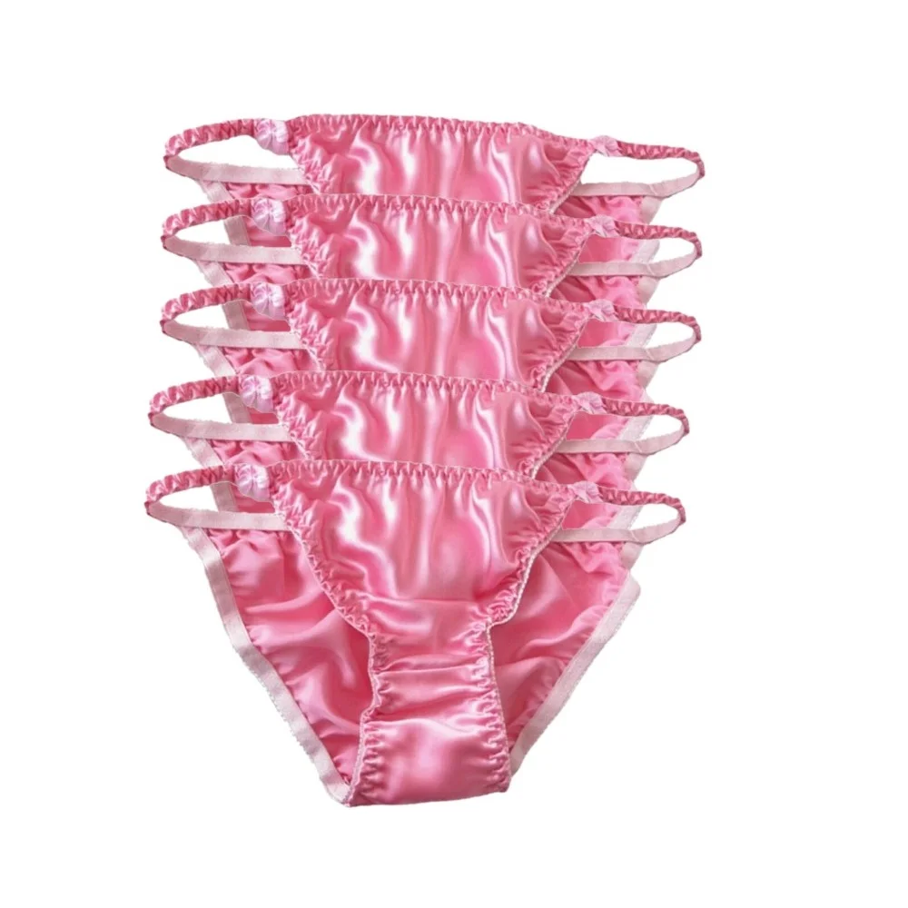 5 шт. Женские Трусики-бикини из чистого шелка с низкой посадкой - купить по