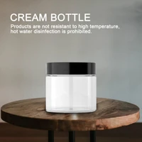 round transparent leak proof plastic container jar with black lid portable travel storage cosmetics