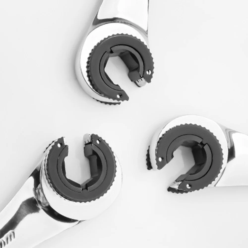 

1pc Metric Tubing Ratchet Wrench Open End Fixed Head Steel Silver Repair Tool Ratchet Combination Set Car Hand Tools