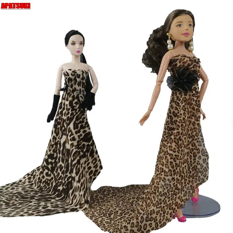 

Модная Одежда для куклы Барби с леопардовым принтом наряды платья для вечеринки для кукольного домика Барби аксессуары для кукол 1/6 детские игрушки