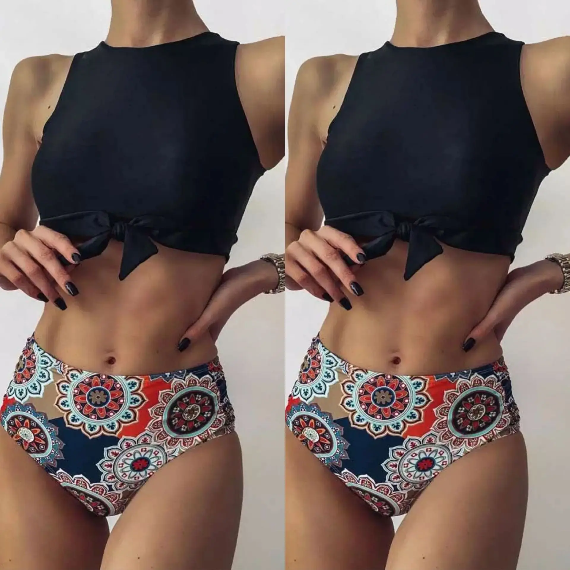 

High Waist Brazilian Bikini Swimsuit Women 2021 Floral Swimsuit Print High Neck Bikini Push Up Swimwear Snake Bathing Suit