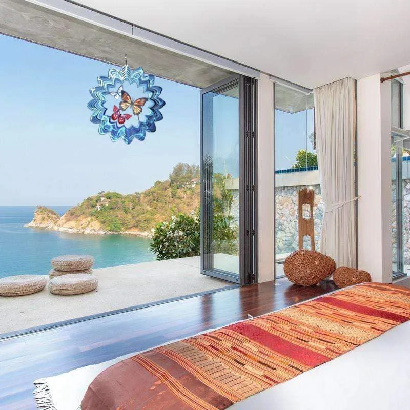 

12Inch Metal Wind Spinner Outdoor Garden Decoration,Butterfly Catcher Windmills for Patio and Lawn Ornaments Art